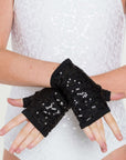 Studio 7 Sequin Fingerless Gloves Acc05