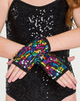 Studio 7 Sequin Fingerless Gloves Acc05